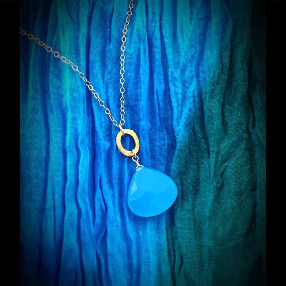 Sterling Vermeil, Blue Chalcedony pendant
